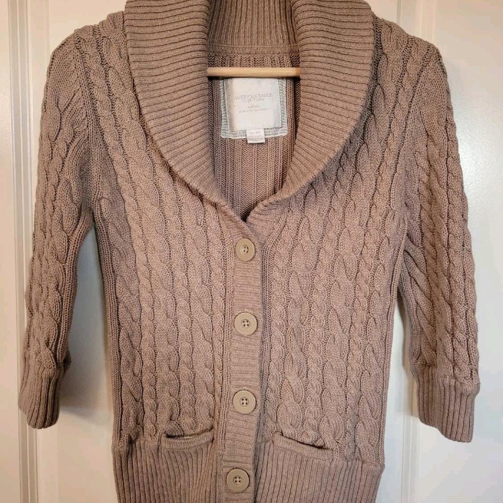American Eagle Outfitters Cable Knit Cardigan - Brown